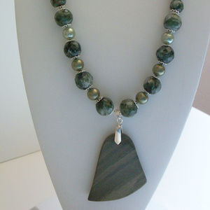 Natural Ribbon Jasper & Seraphinite necklace (#79)